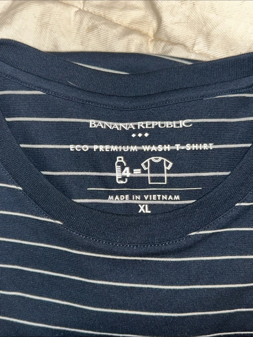 Banana Republic Navy and White Short Sleeve Striped T-shirt. Never worn